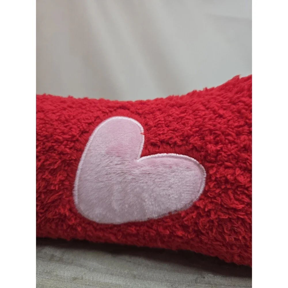Room Essentials Target Valentine Dog Shaped Toss Pillow Red Heart 18” Plush New